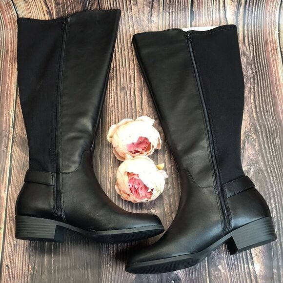 Alfani Black Manmade Material Boots 7M-WC - Picture 2 of 8